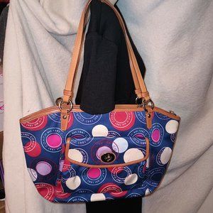 Coach Authentic Leah Multi colored Polka Dot Print Shoulder Bag F14667